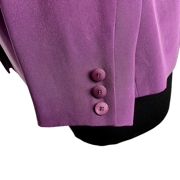 TALBOTS 90'S PURPLE SILK 3 BUTTON NOTCH COLLAR BLAZER JACKET - Picture 10 of 16